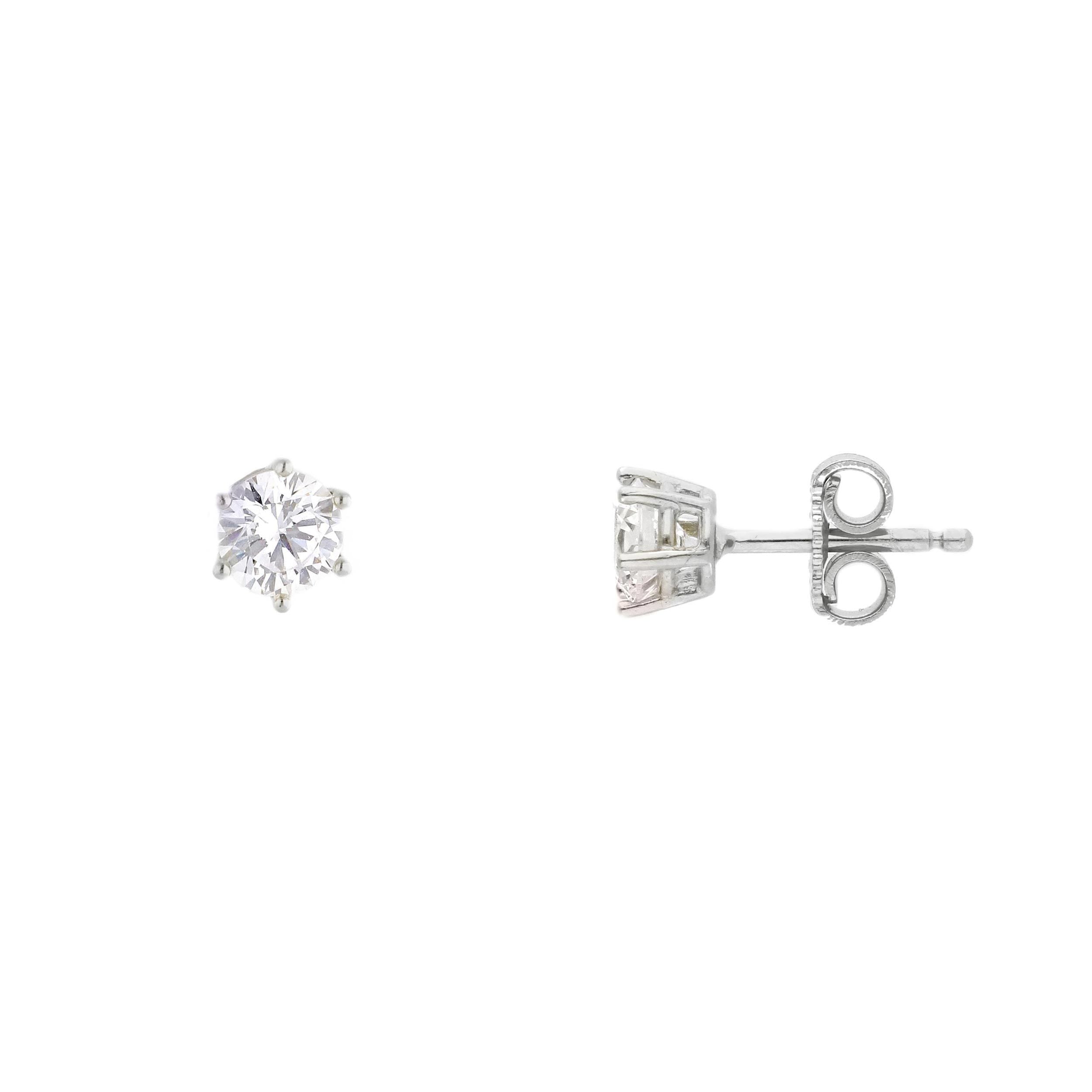 Orecchini in oro bianco 18k con cubic zirconia diametro 5 mm