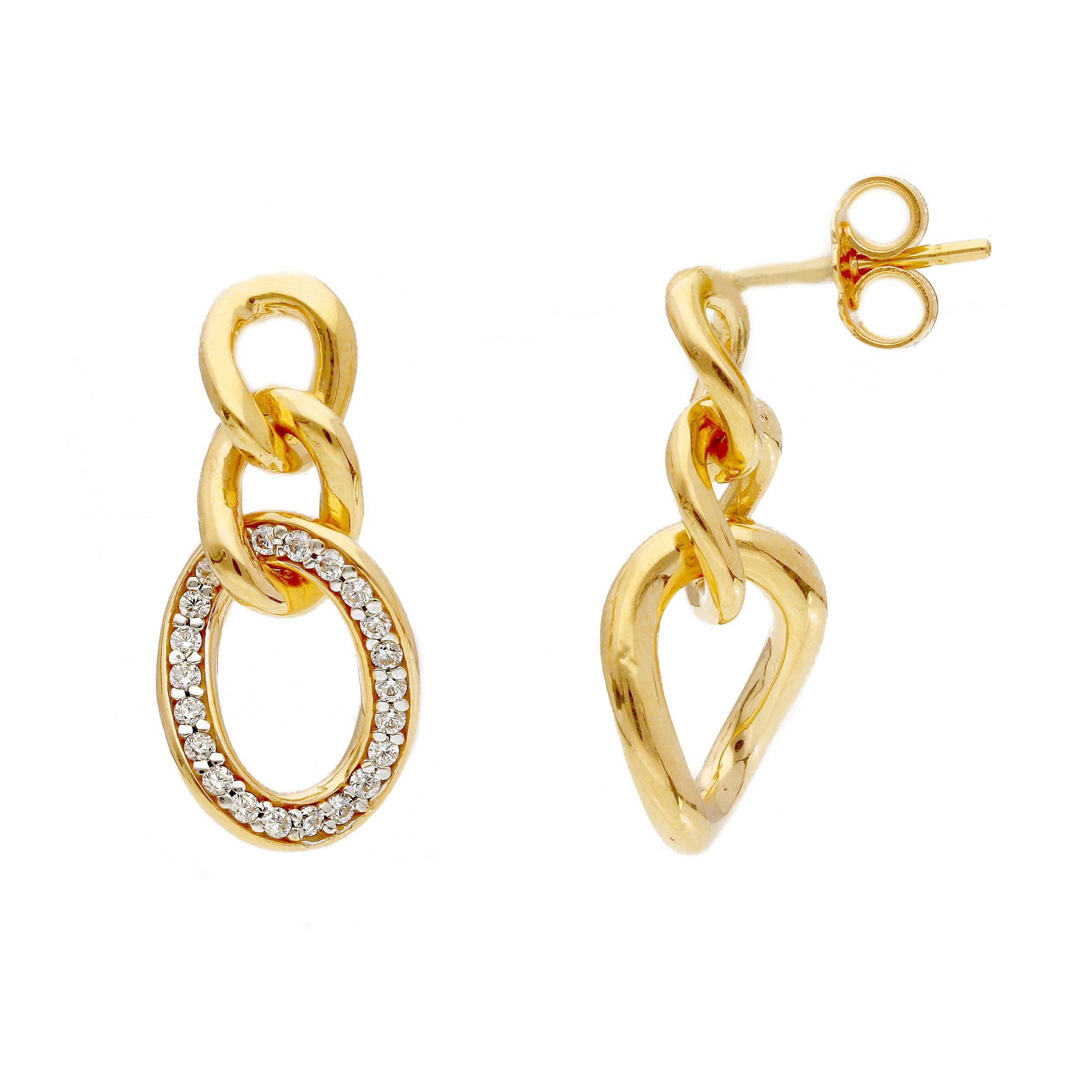 Orecchini a pendente Abeni in oro giallo 18K con zirconi