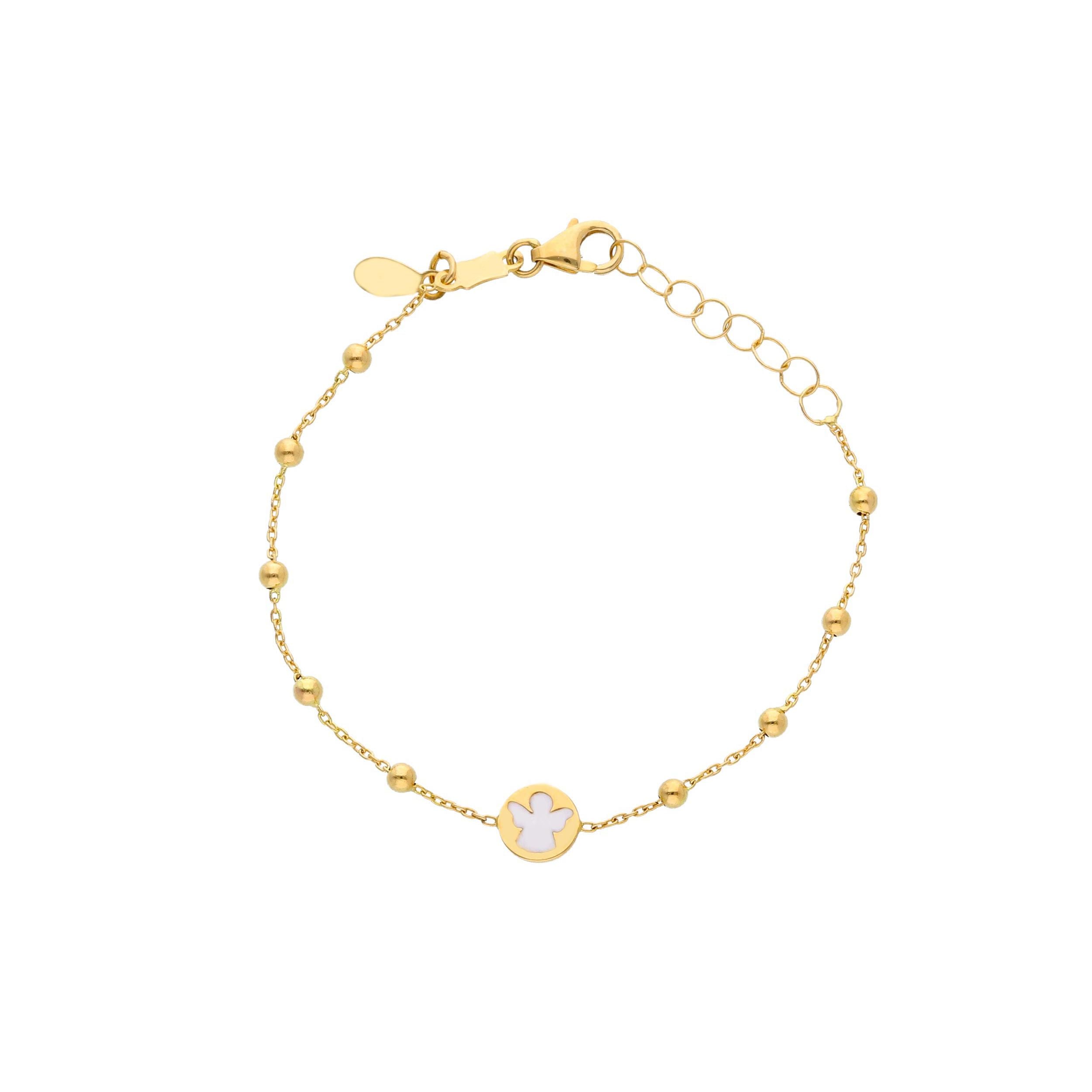 Bracciale Abeni in oro giallo 18K con angioletto smaltato