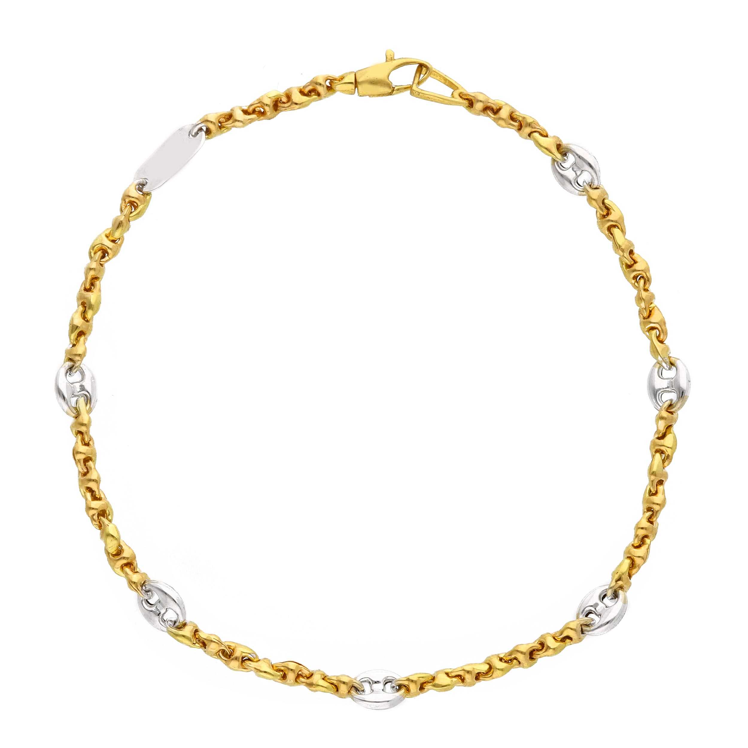 Bracciale in oro giallo e bianco oro 18K cm 21