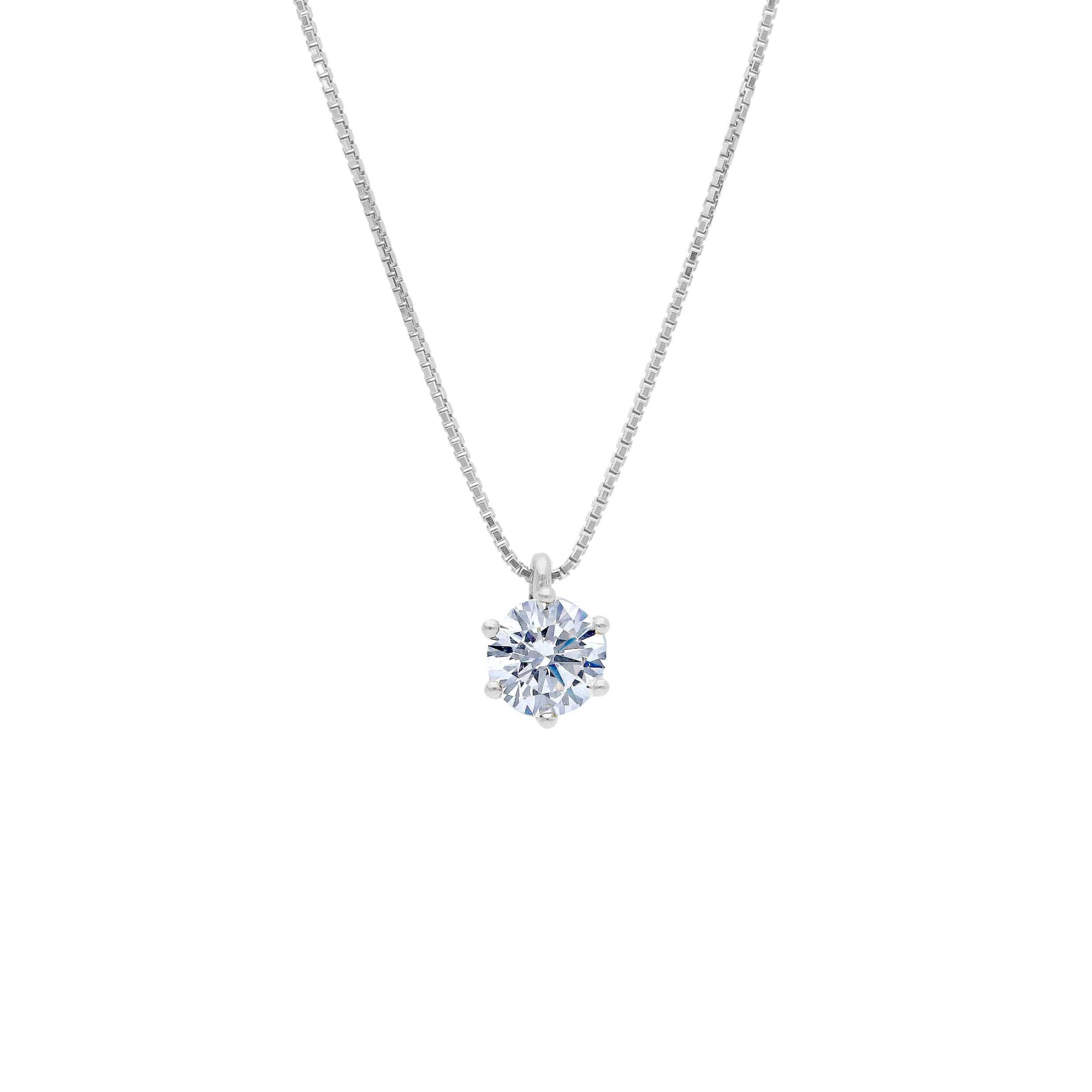 Girocollo Abeni in oro bianco con zircone punto luce solitario