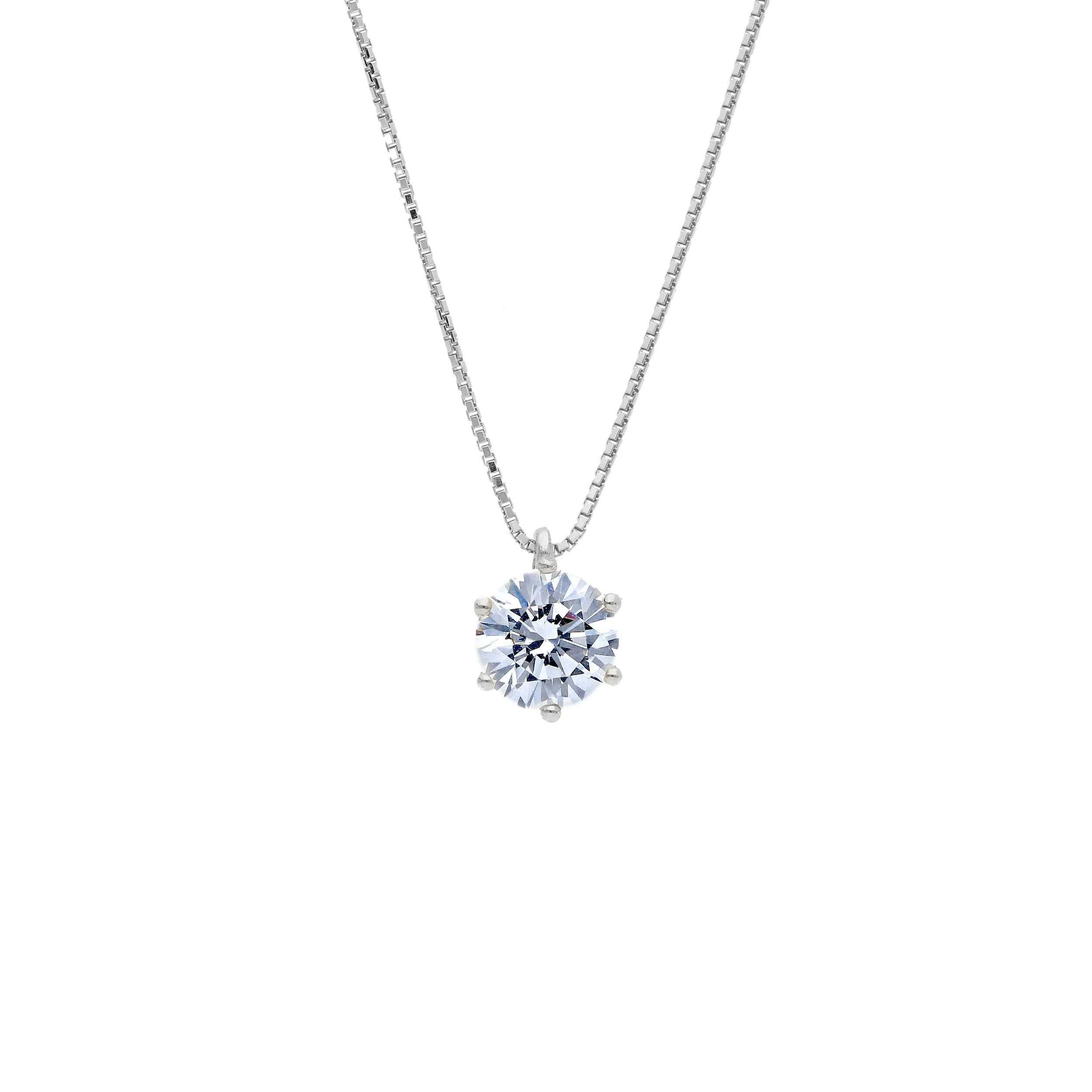 Girocollo Abeni in oro bianco con zircone punto luce solitario