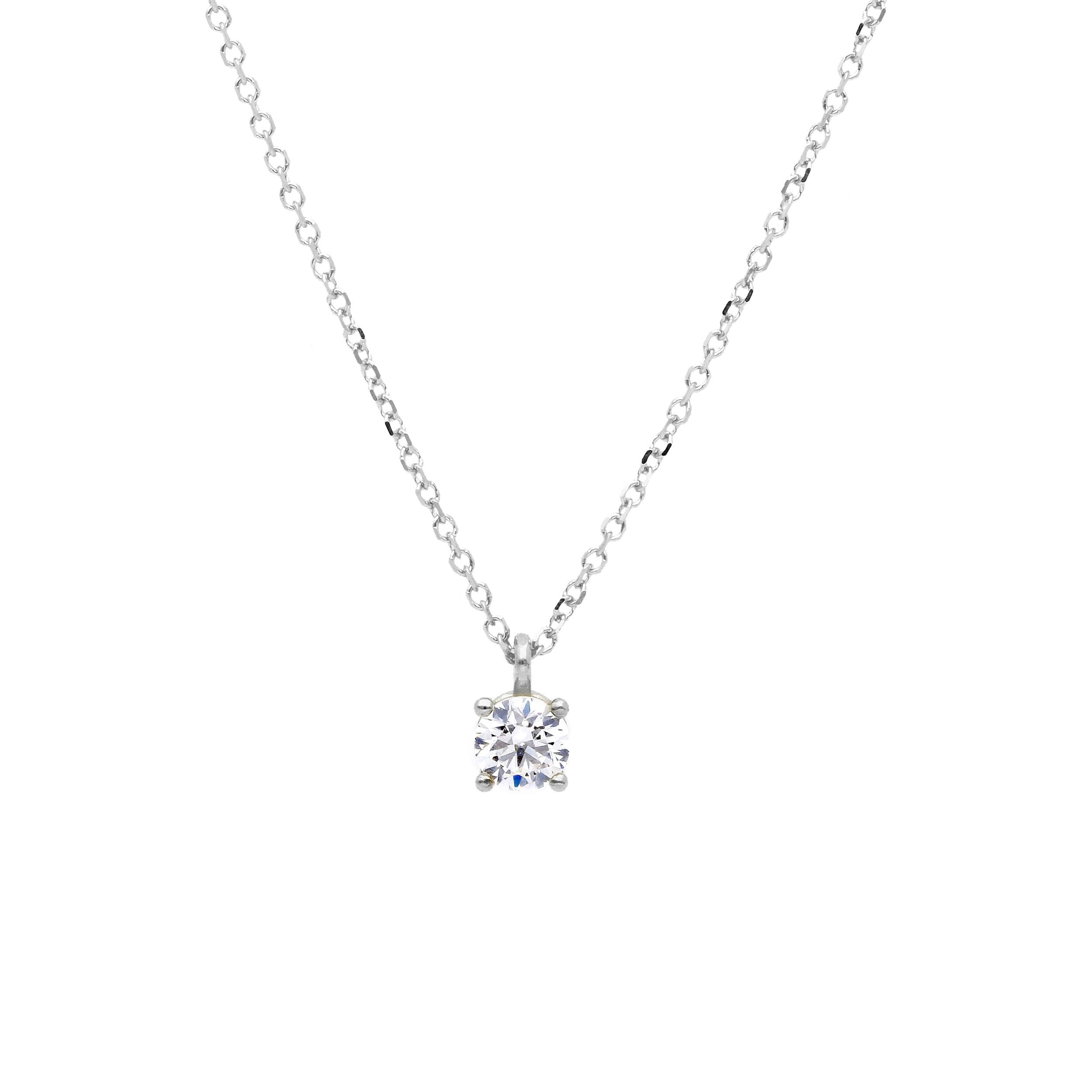 Girocollo Abeni in oro bianco con zircone punto luce solitario