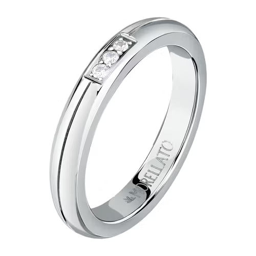 Anello Morellato Love rings fedina in acciaio con zirconi misura 10