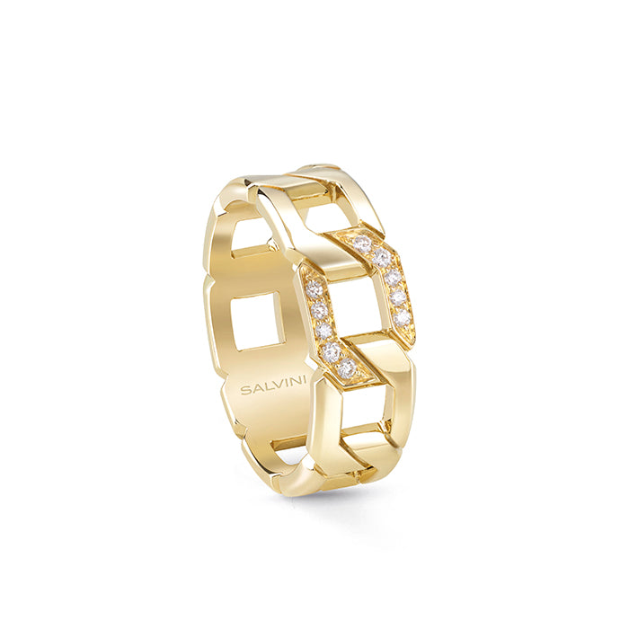 Anello Salvini Link a fascia in oro giallo con diamanti