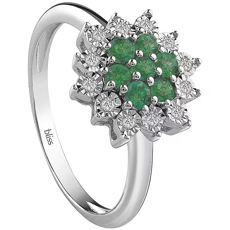 Anello Bliss Elisir in oro bianco con smeraldi e diamanti