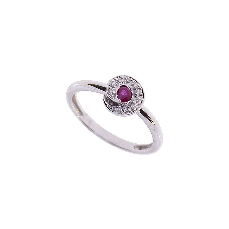 Anello Bliss Intrecci in oro bianco con rubino e diamanti