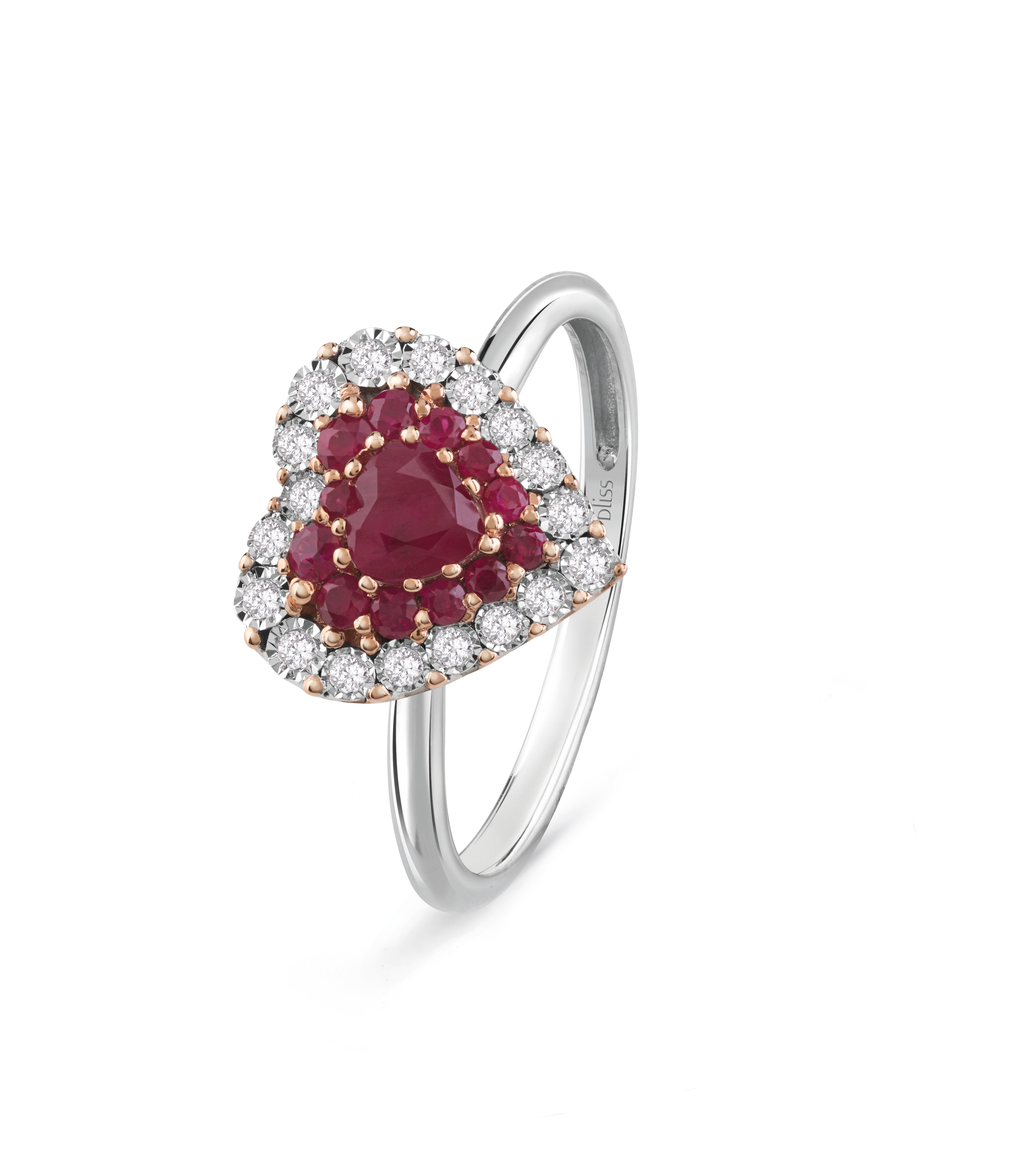 Anello Bliss Prestige in oro bianco con rubini e diamanti