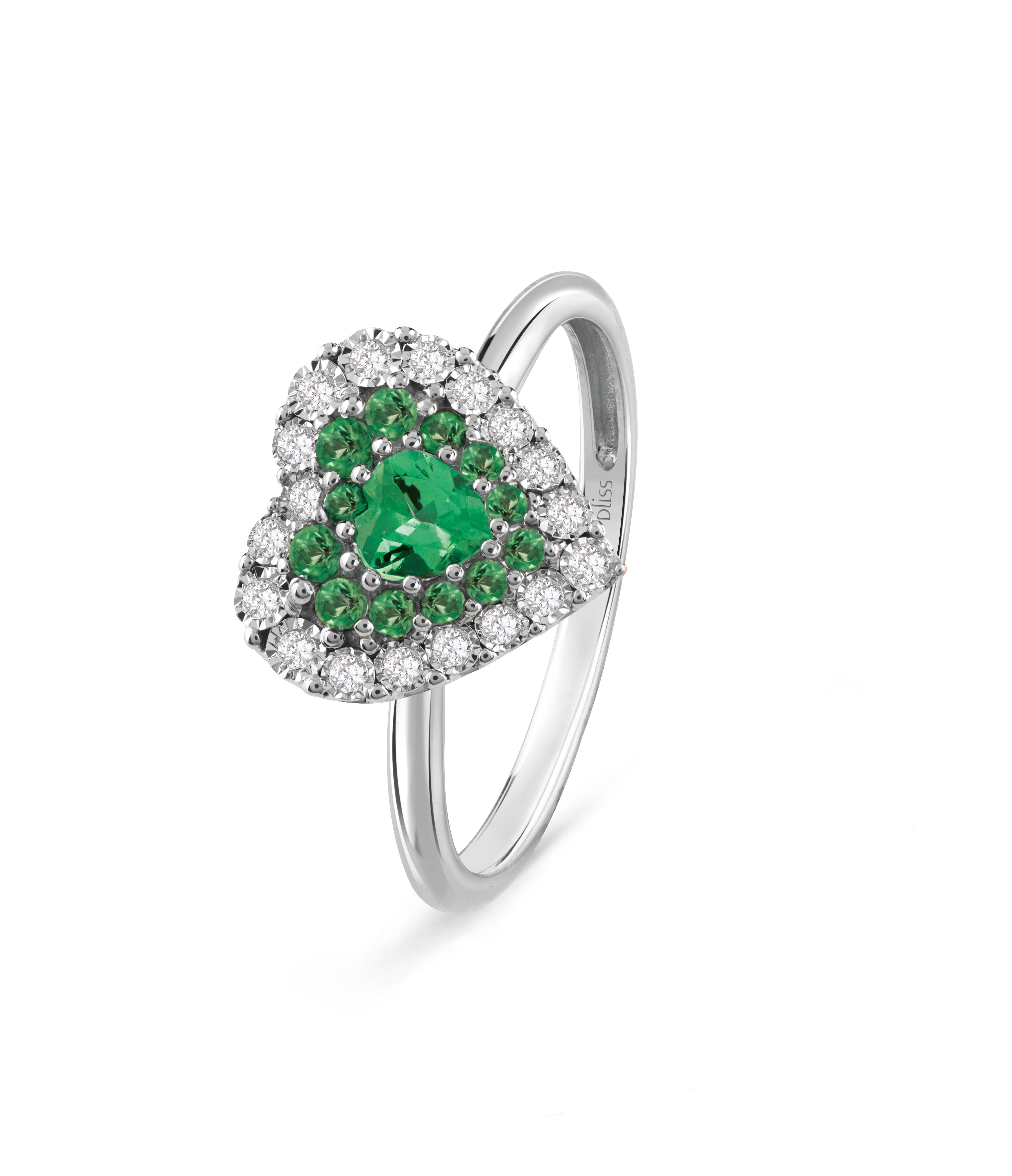 Anello Bliss Prestige in oro bianco con smeraldi e diamanti