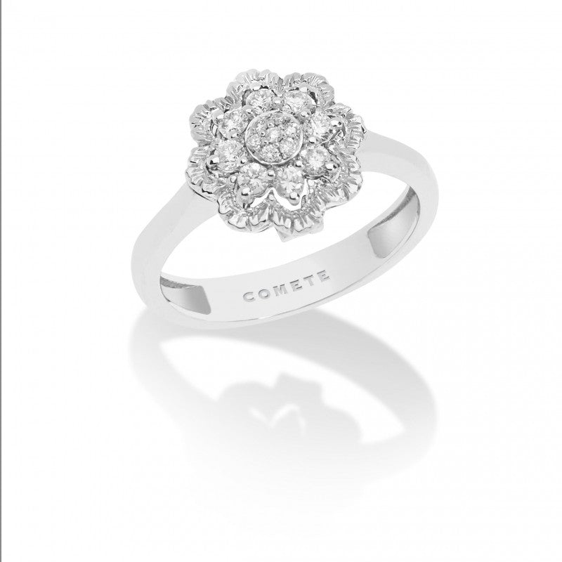 Anello Comete in oro bianco con diamanti