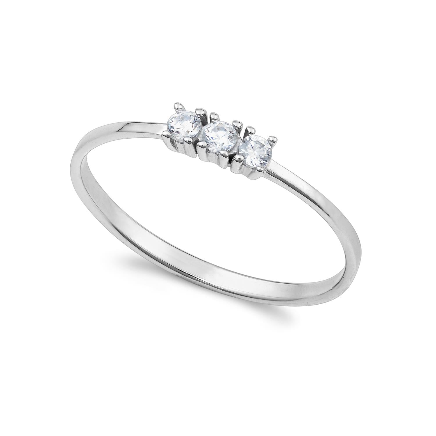 Anello Ambrosia in Oro bianco 18K con Zirconi bianchi