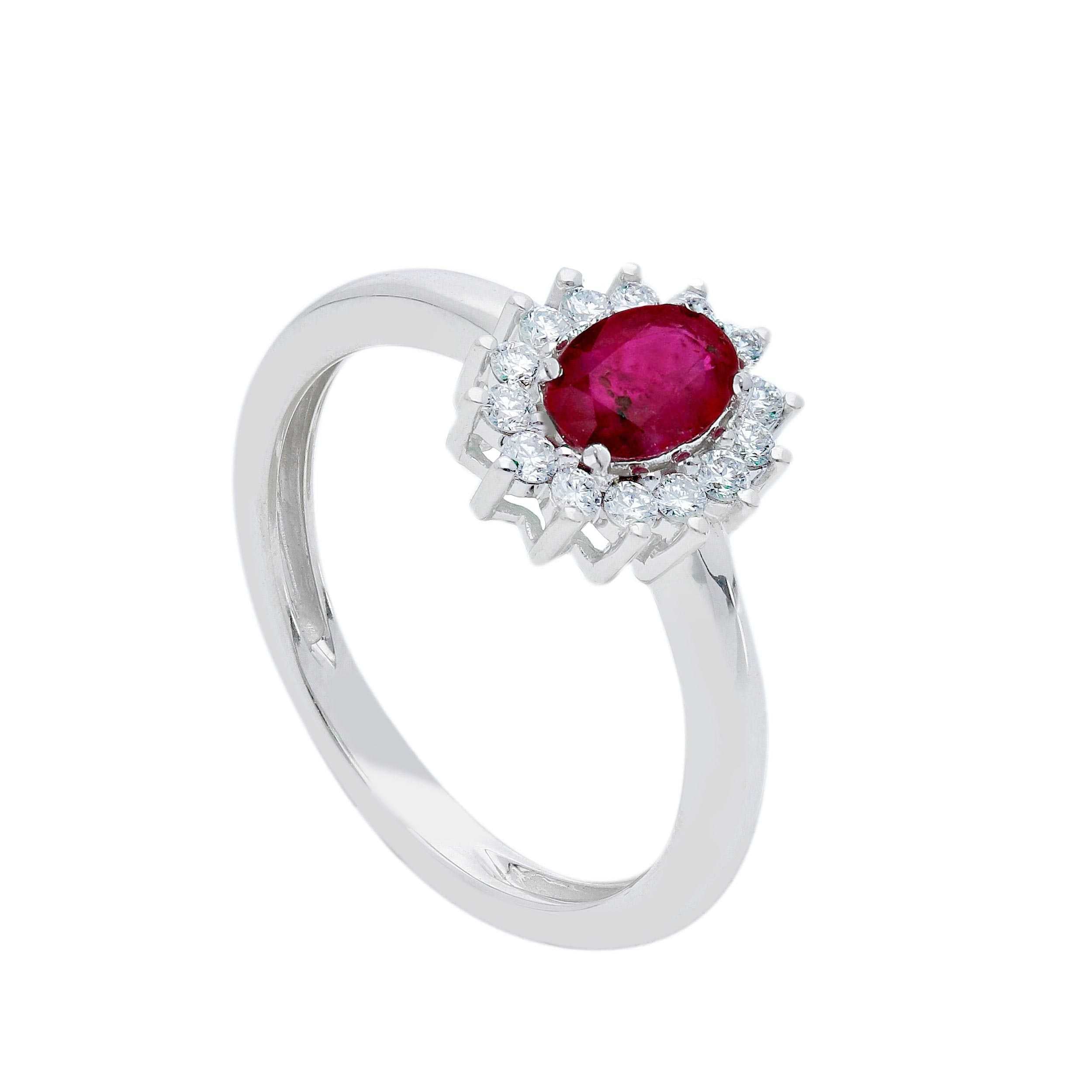 Anello Abeni in oro bianco 18k con rubino e diamanti naturali