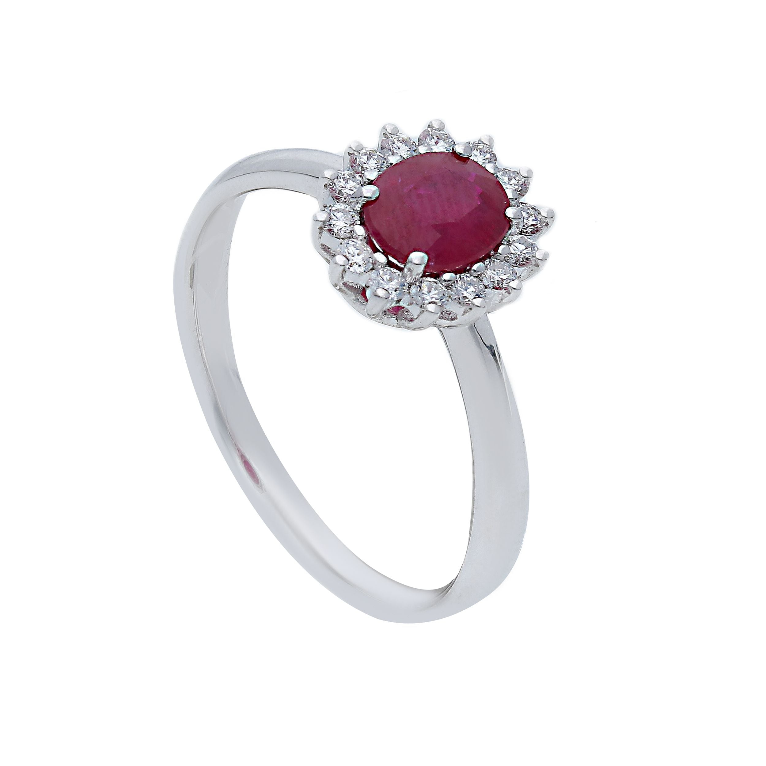 Anello Abeni in oro bianco 18K con rubino e diamanti naturali