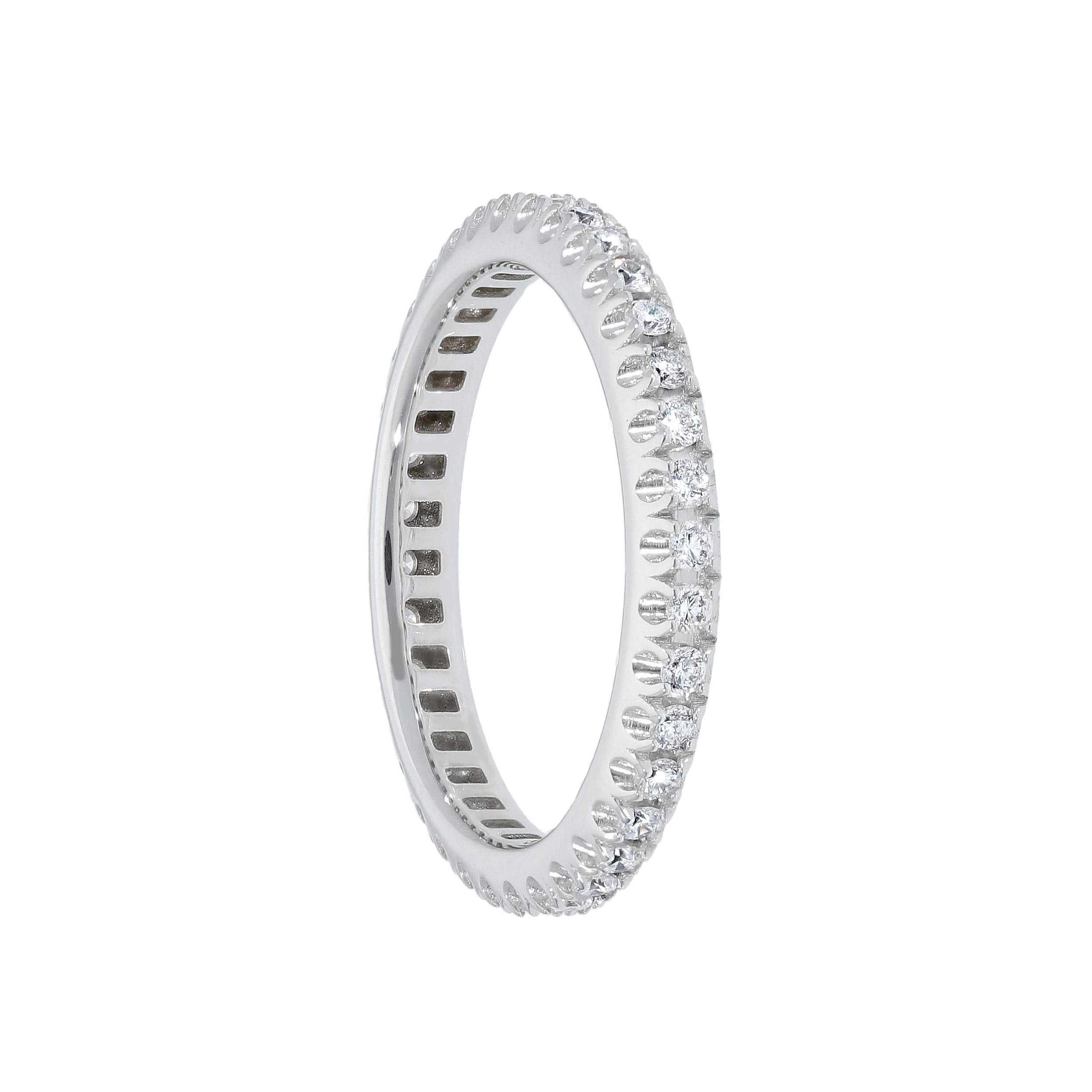 Anello Abeni fede in oro bianco 18 K con diamanti