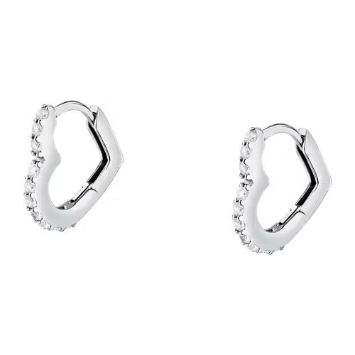 Orecchini Morellato Tesori in argento a cuore con zirconi