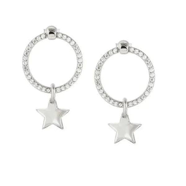 Orecchini Nomination in argento con zirconi e stella pendente