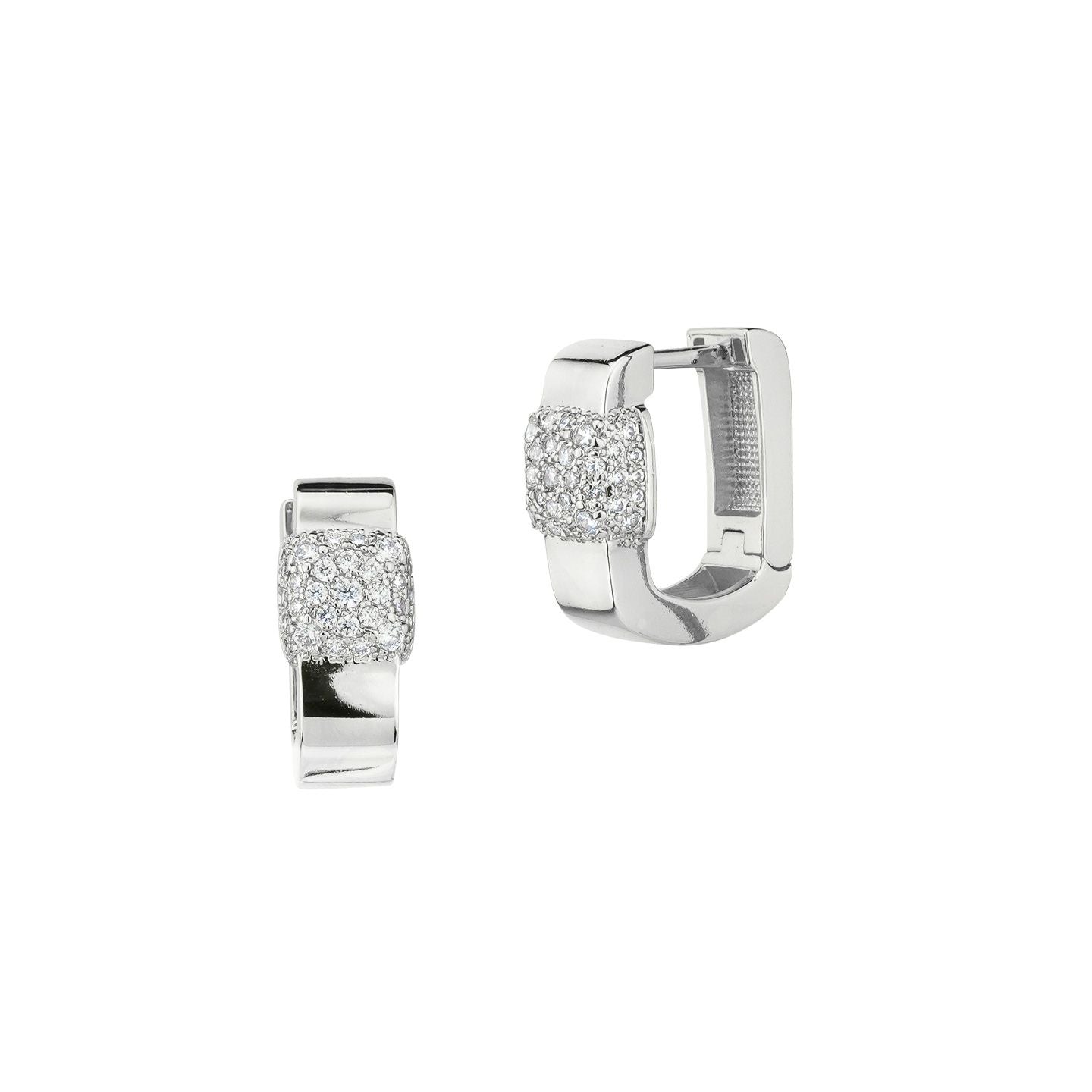 Orecchini Boccadamo quadrati con centrale quadrato in pavè di zirconi