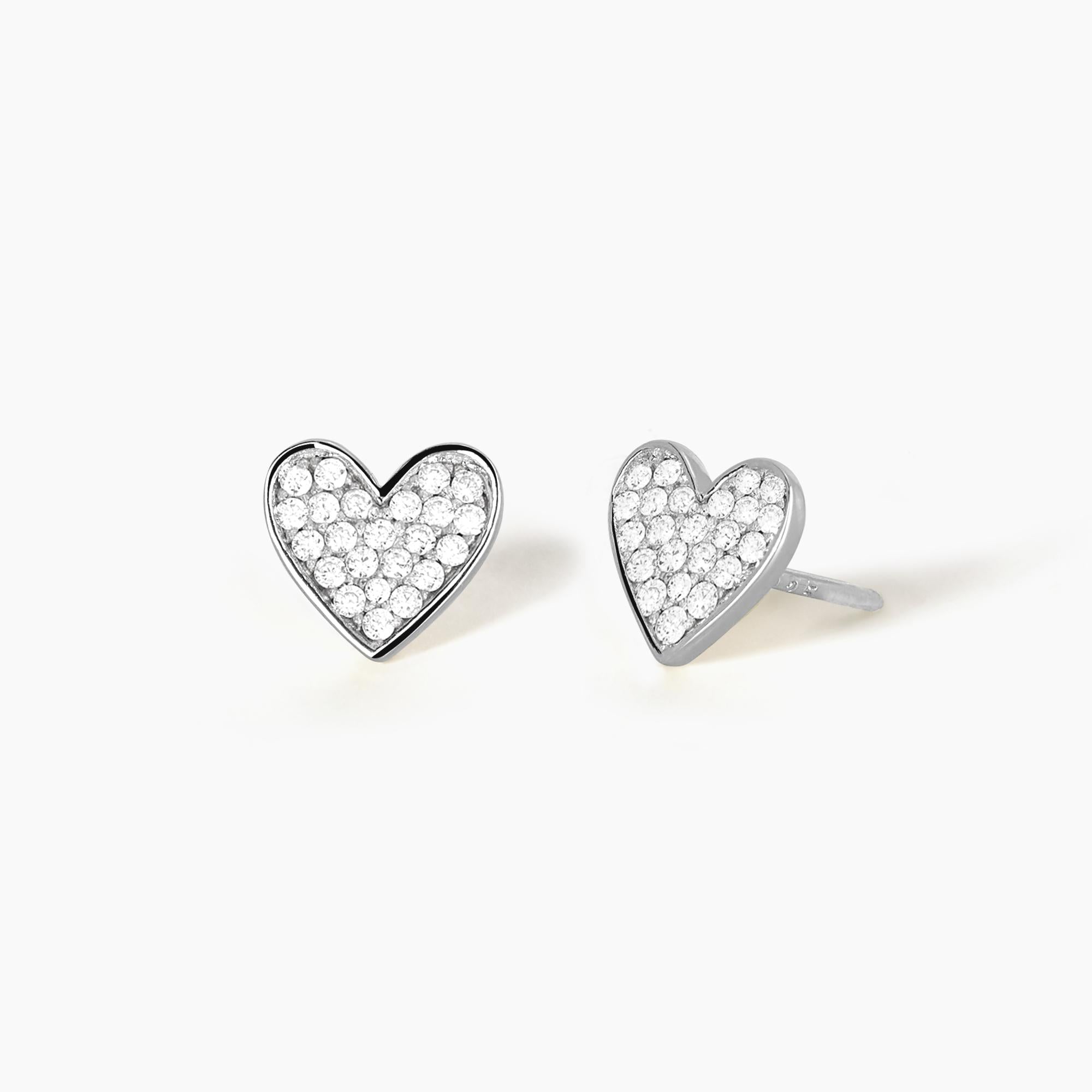 Orecchini Mabina in argento con cuore di zirconi
