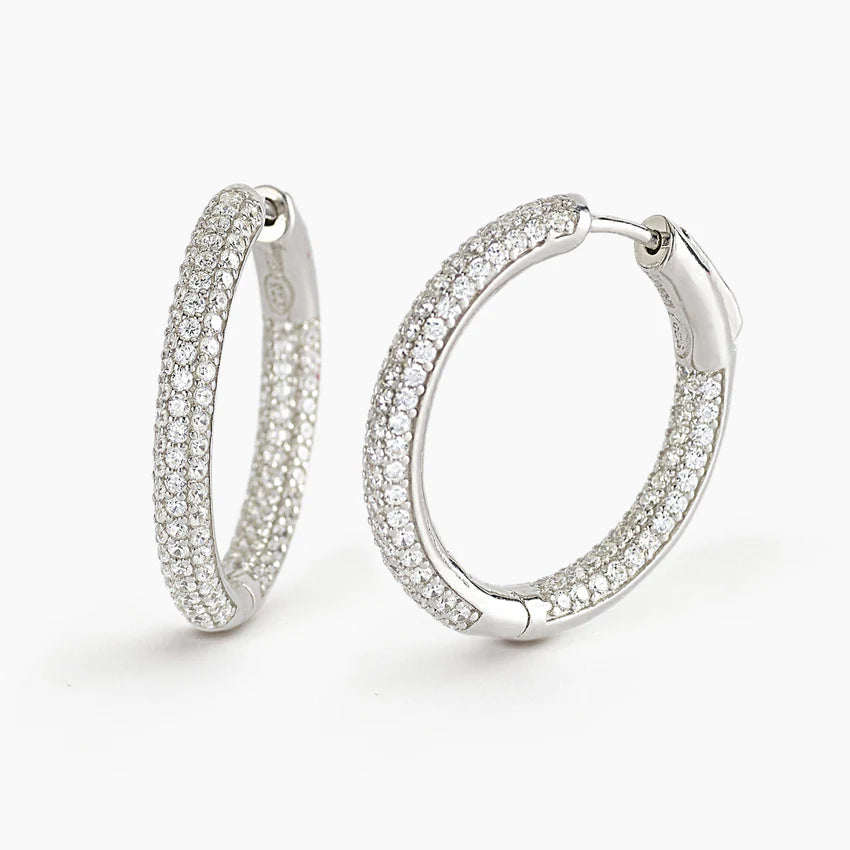 Orecchini Mabina a cerchio in argento con pavé di zirconi