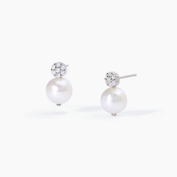 Orecchini Mabina in argento con perla e zirconi