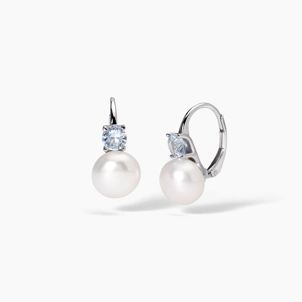 Orecchini Mabina in argento con perla e acquamarina sintetica