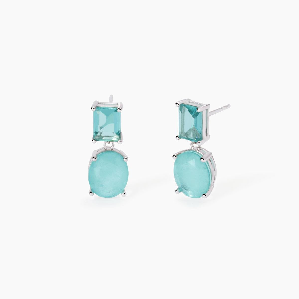 Orecchini Mabina in argento con fusion stone azzurro