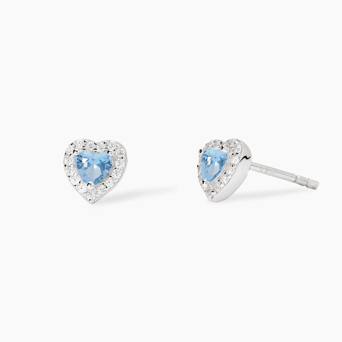 Orecchini Mabina in argento con acquamarina sintetica a cuore e zirconi