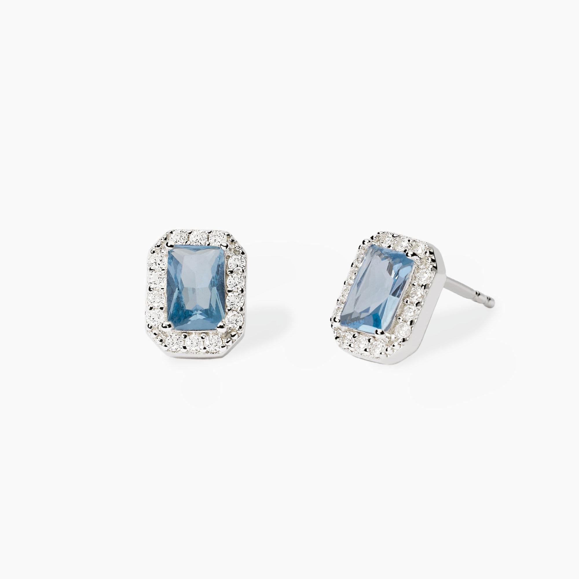 Orecchini Mabina in argento con acquamarina sintetica e zirconi