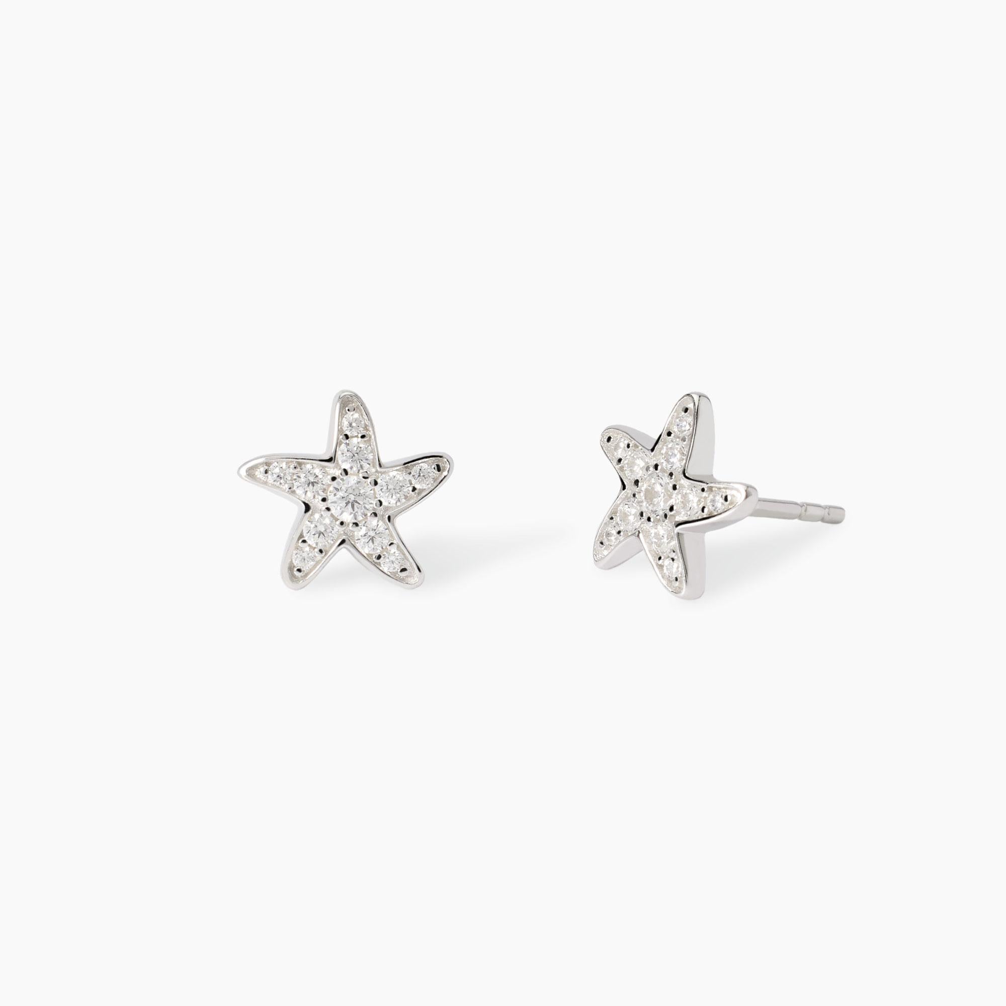Orecchini Mabina in argento con stella marina di zirconi