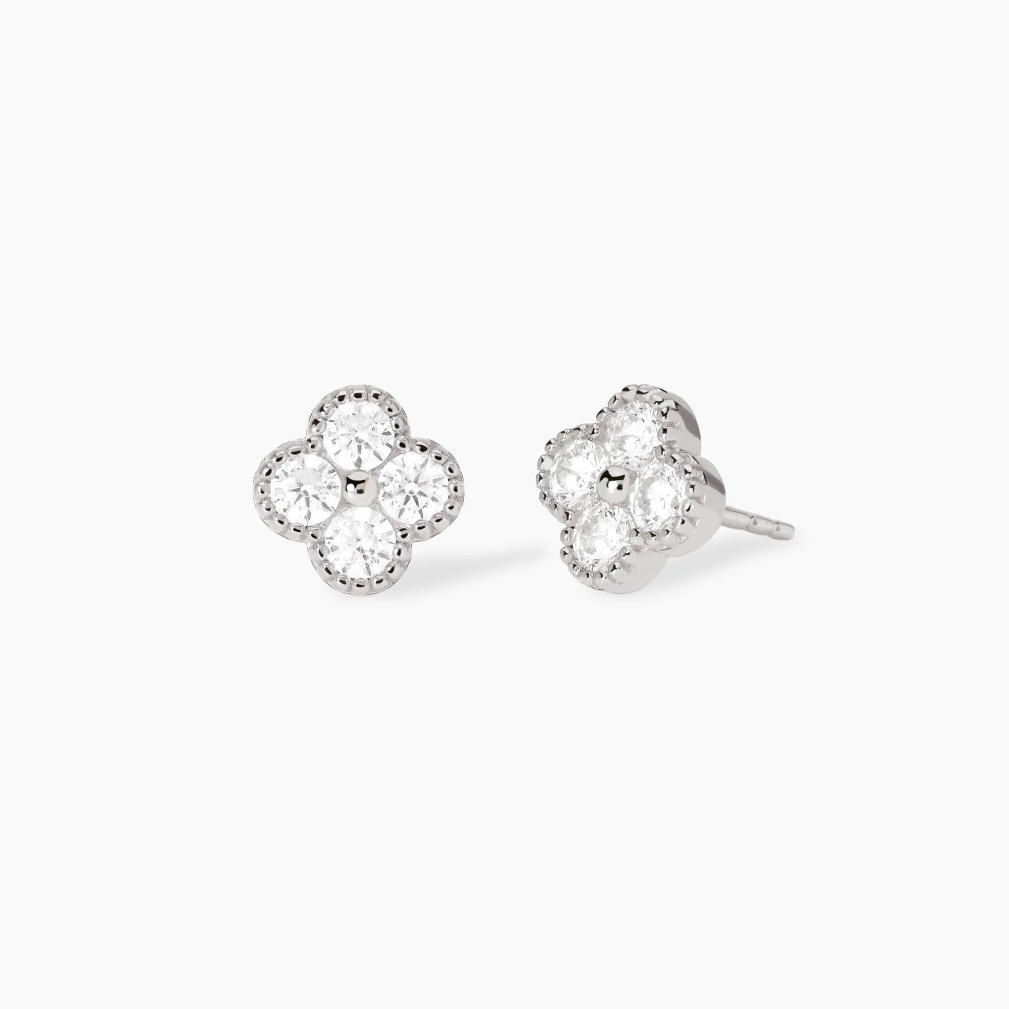 Orecchini Mabina in argento con fiore di zirconi