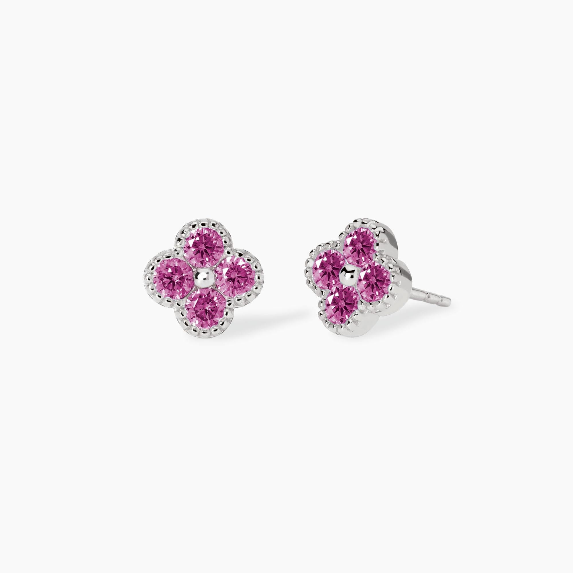 Orecchini Mabina in argento con fiore di zirconi rosa