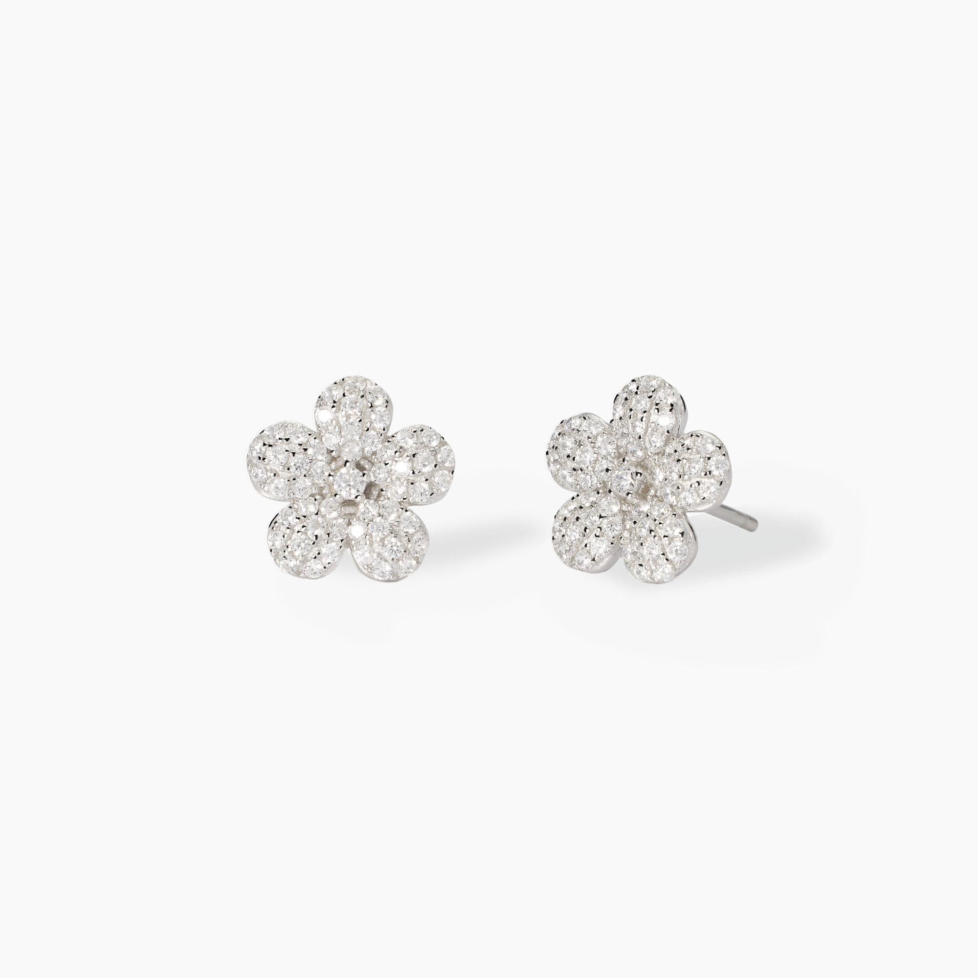 Orecchini Mabina in argento con fiore di zirconi