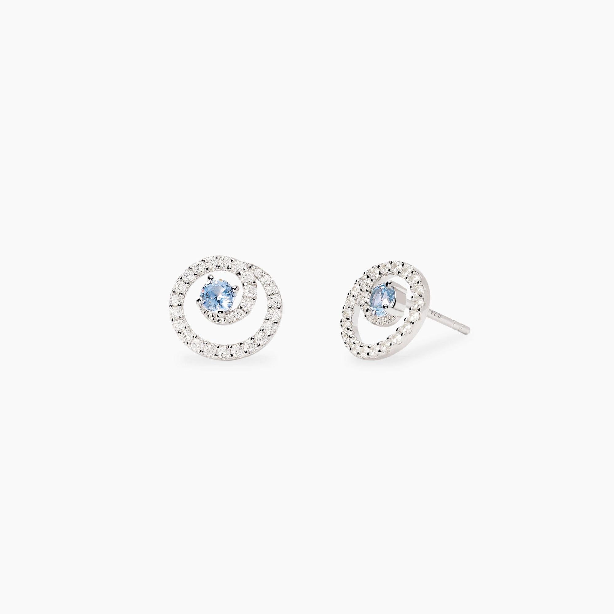 Orecchini Mabina in argento con zirconi e acquamarina sintetica