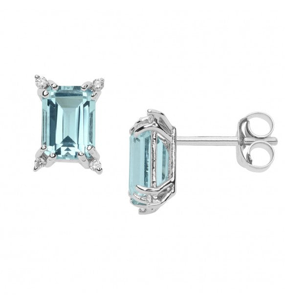 Orecchini Comete in oro bianco Stelle gemelle con acquamarina