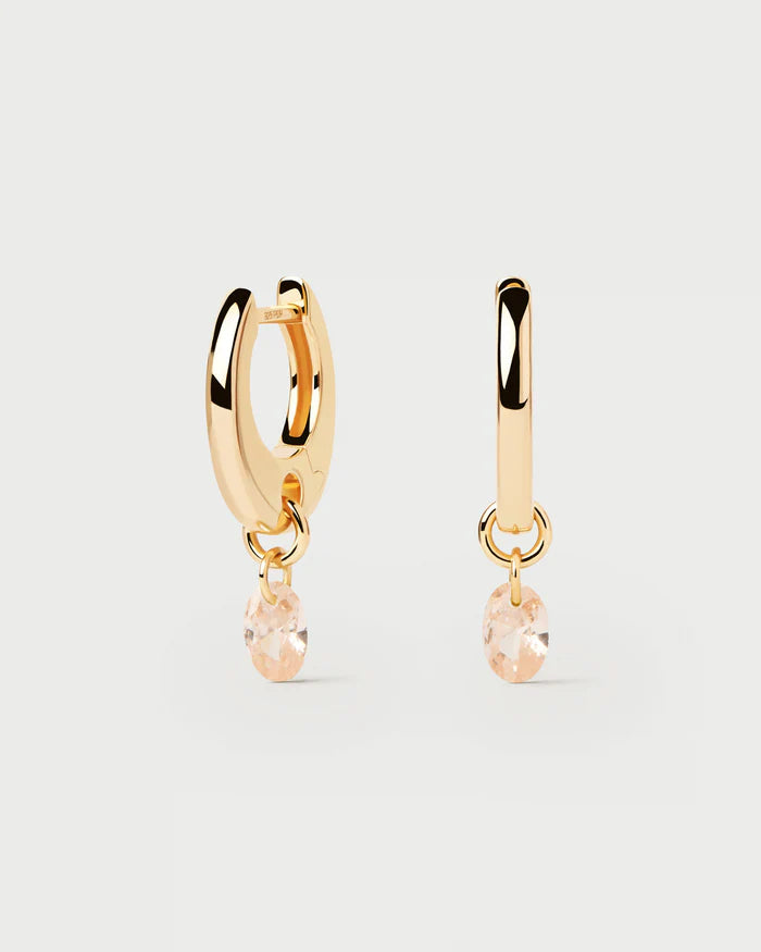 Orecchini PDIPAOLA in argento placcato oro con zirconi pesca