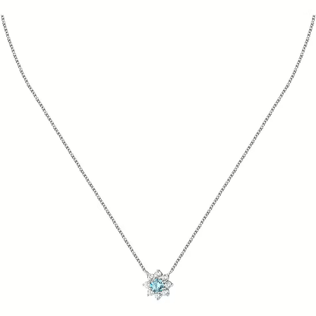 Collana Morellato Tesori in argento con fiore e zirconi bianchi e azzurri