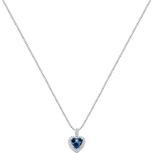 Collana Morellato Tesori in argento con ciondolo a cuore blu e zirconi
