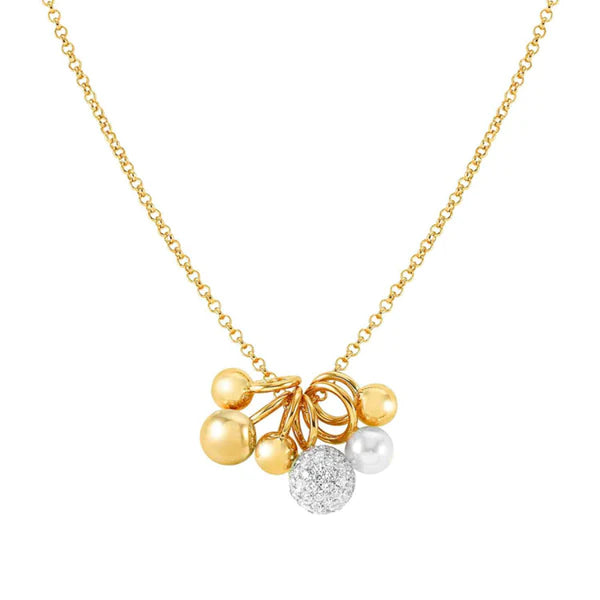 Collana Nomination in argento laminato giallo con perle
