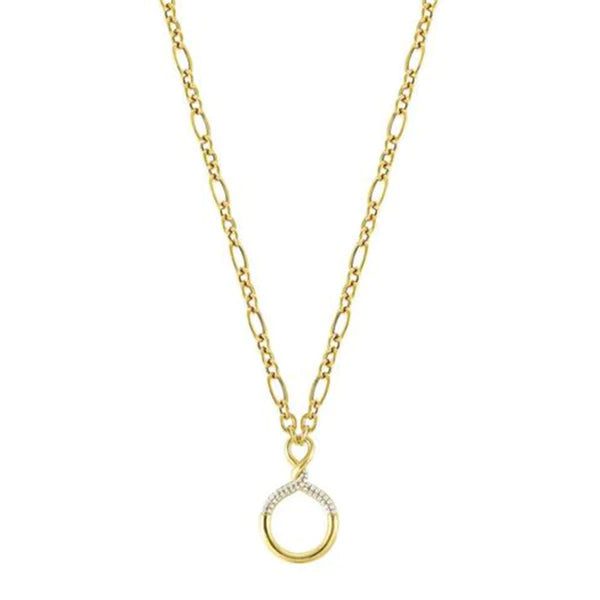 Collana Nomination in argento laminato giallo con zirconi e cerchio