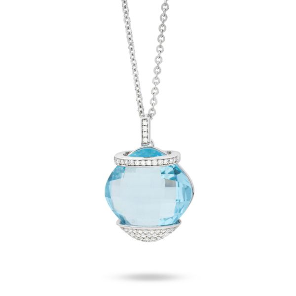 Collana Boccadamo in argento con cristallo acquamarina e zirconi