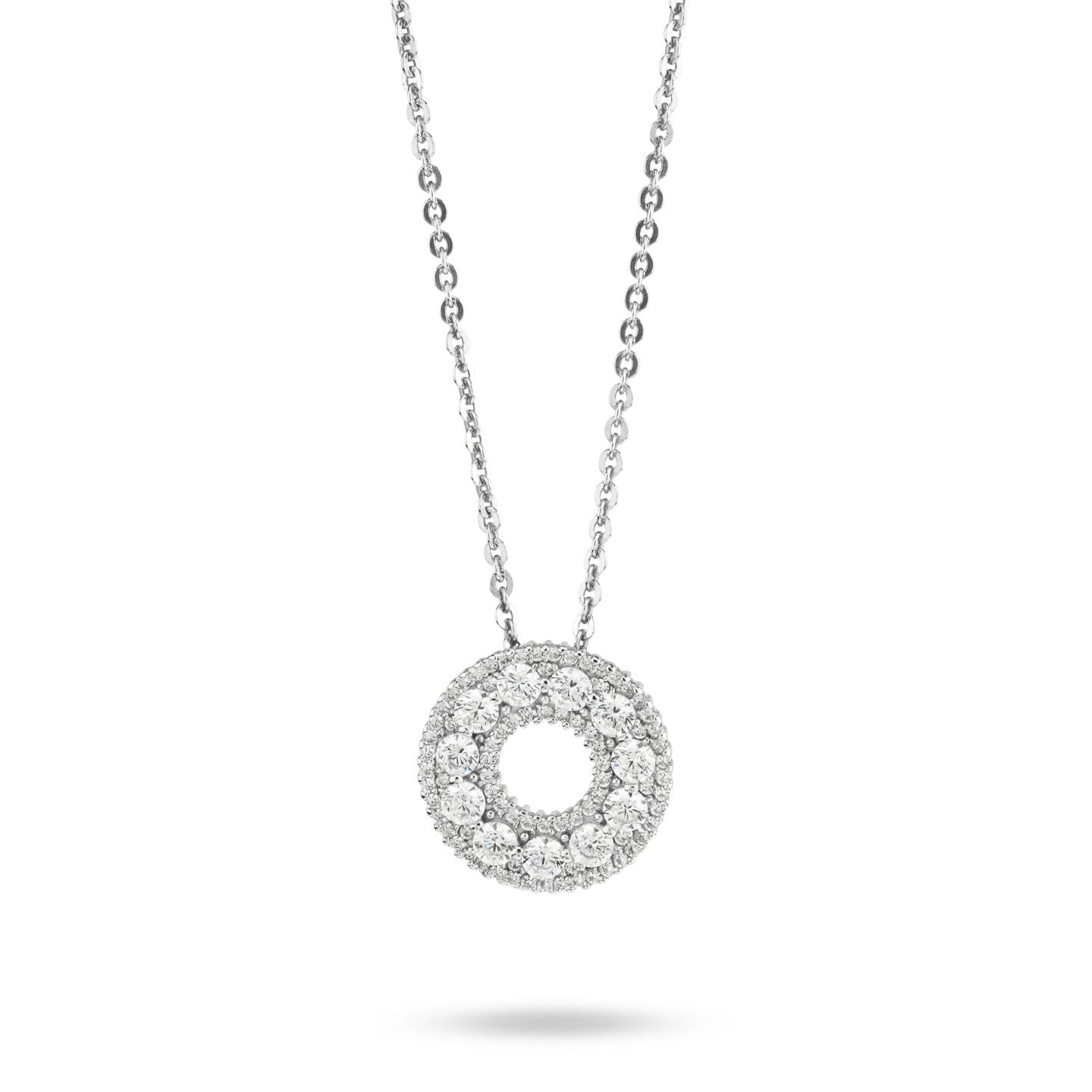 Girocollo Boccadamo in argento con pendente circolare ricoperto di zirconi