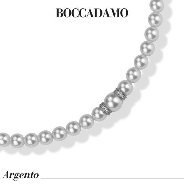 Collana Boccadamo con perle grandi ed elementi di zirconi