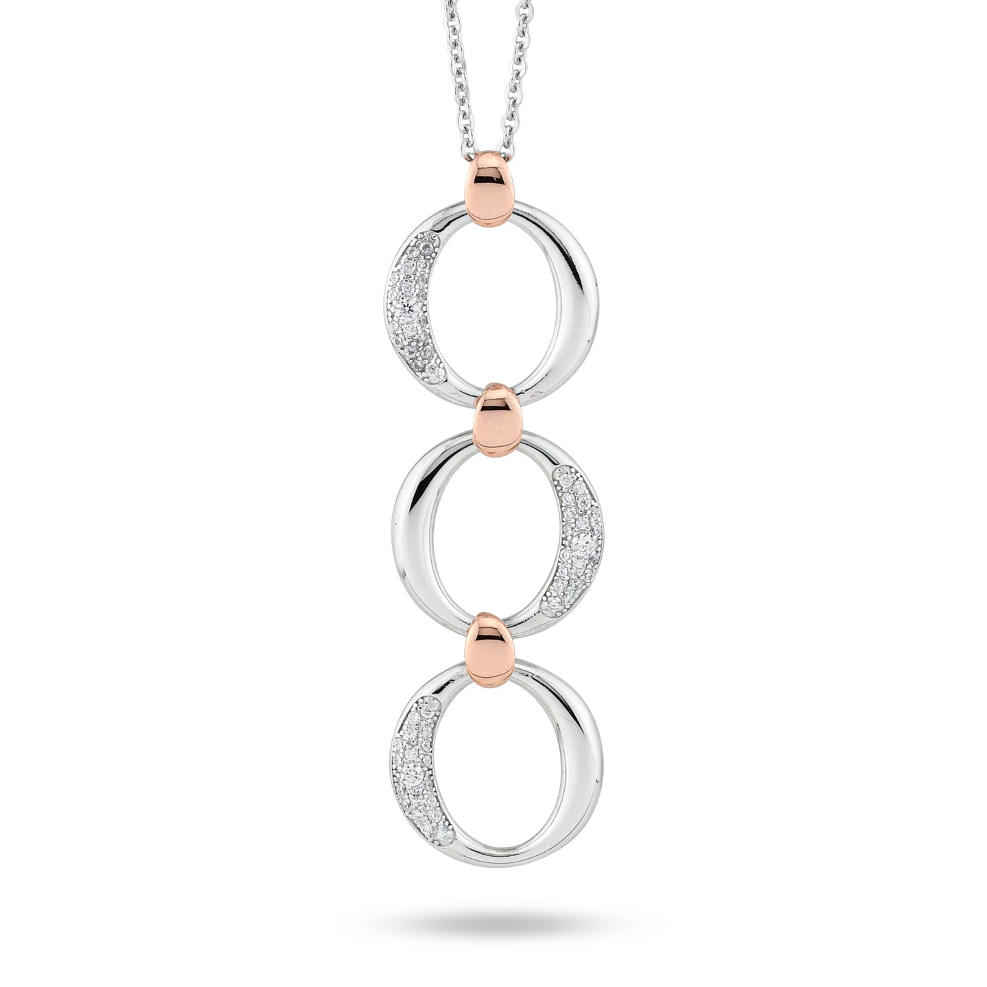 Collana Boccadamo in argento bicolore con moduli circolari pavettati