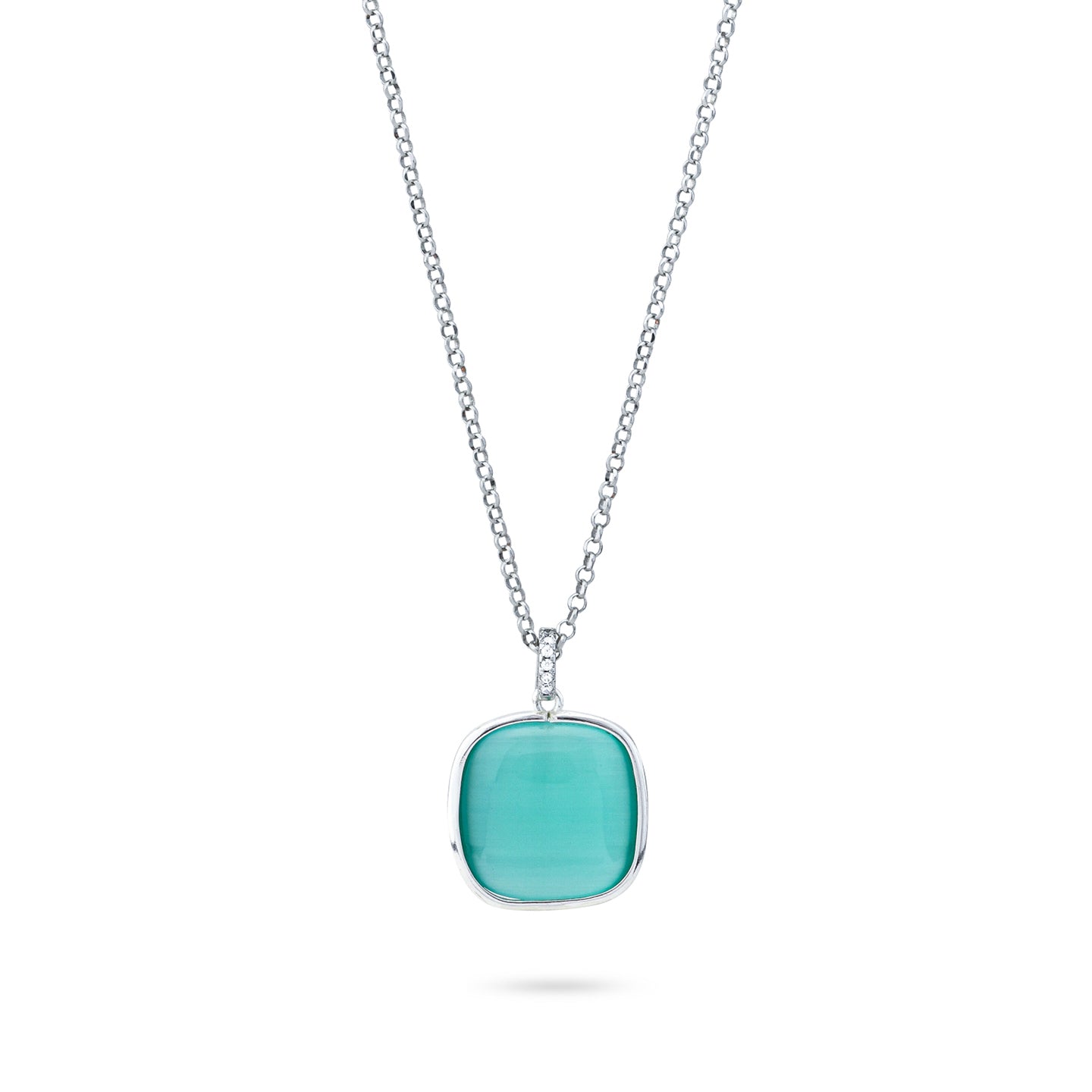 Collana Boccadamo con pendente di cristallo acquamarina e zirconi