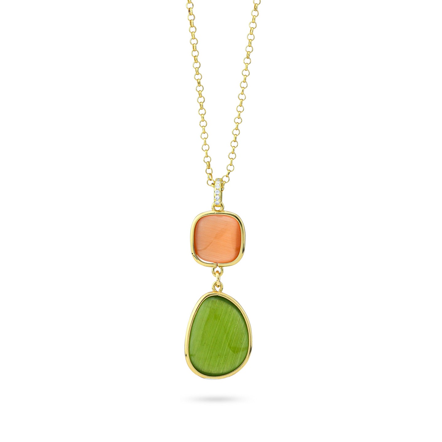 Collana Boccadamo con pendente verde e arancione
