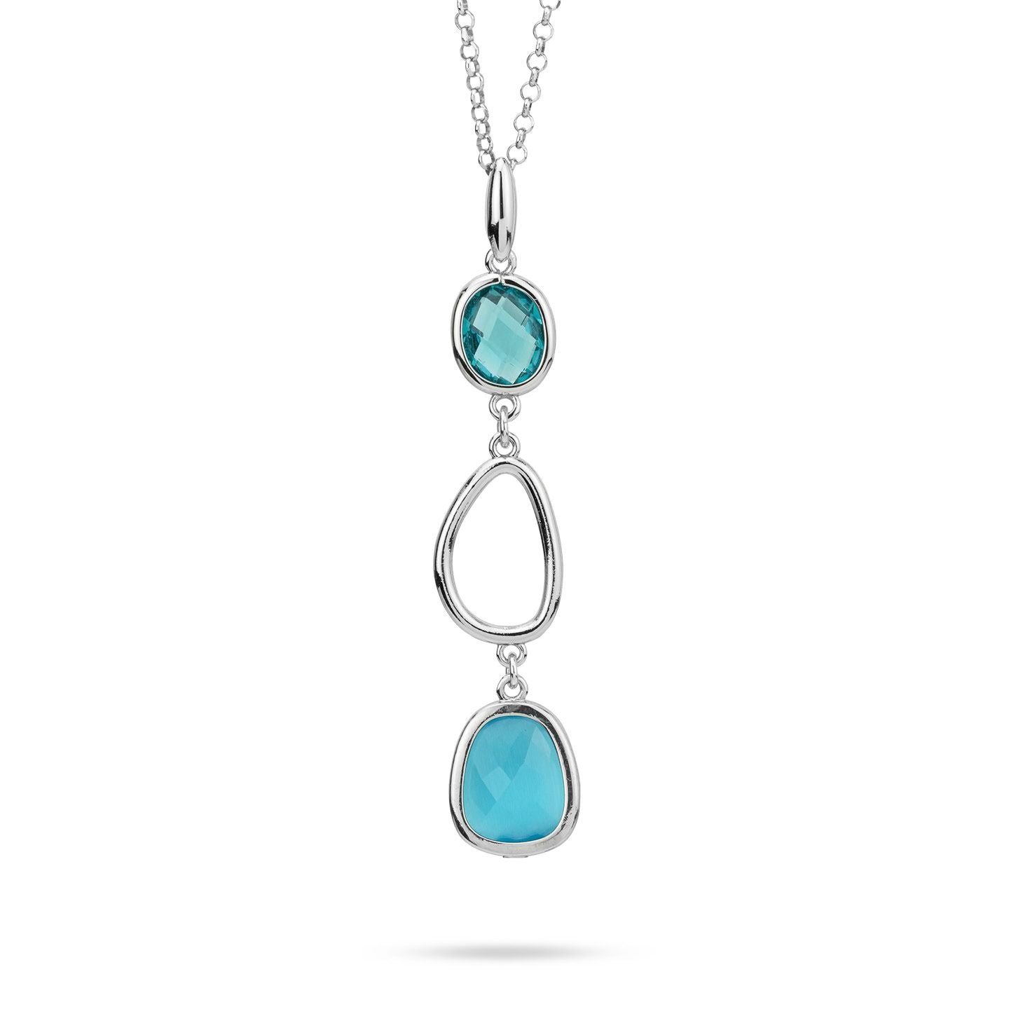 Collana Boccadamo con cristalli pendentI di colore ottanio e turchese