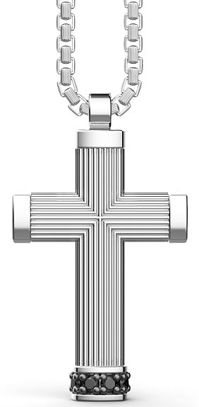 Collana Zancan in argento con pendente a croce e pietre nere