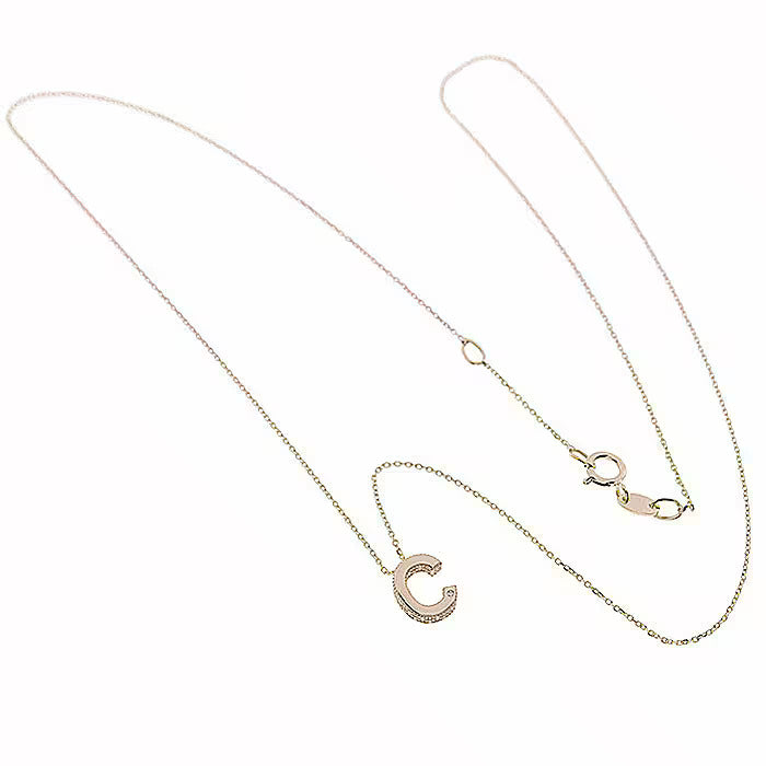 Collana Bliss Joy in oro rosa con diamante e lettera C