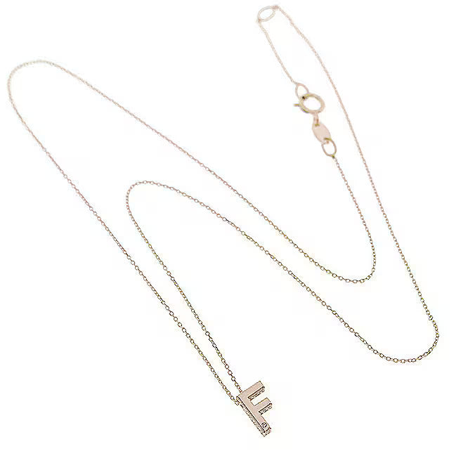 Collana Bliss Joy in oro rosa con diamante e lettera F