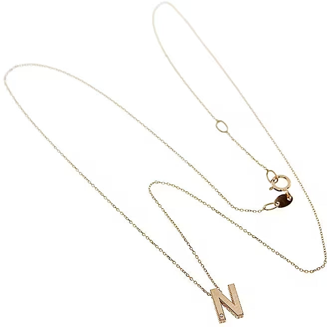 Collana Bliss Joy in oro rosa con diamante e lettera N